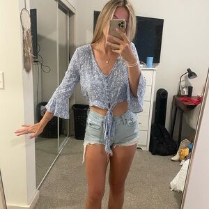 LA hearts blue hippie tie top